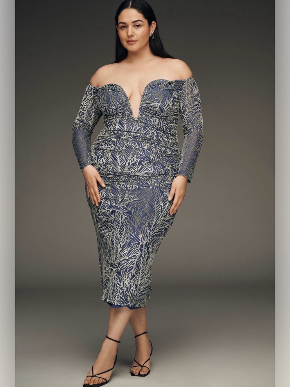 NWT Elliatt Anthropologie Orla Midi Off Shoulder Long Sleeve Bodycon Dress 1X